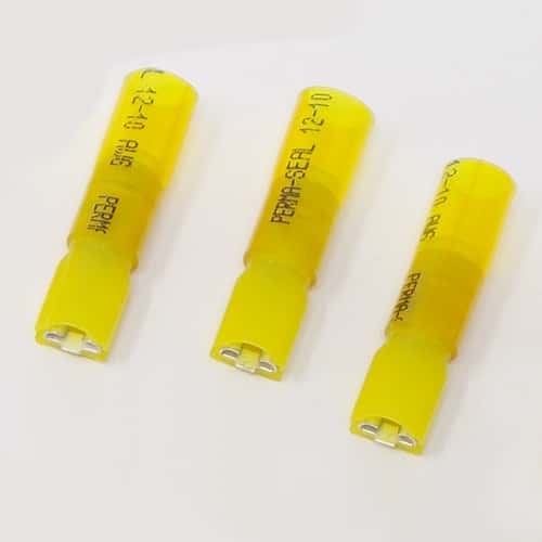 Yellow (12AWG-10AWG) Heat Shrink .250" Quick Disconnect - Female - 10 Pack (Click for Other Quantities)
